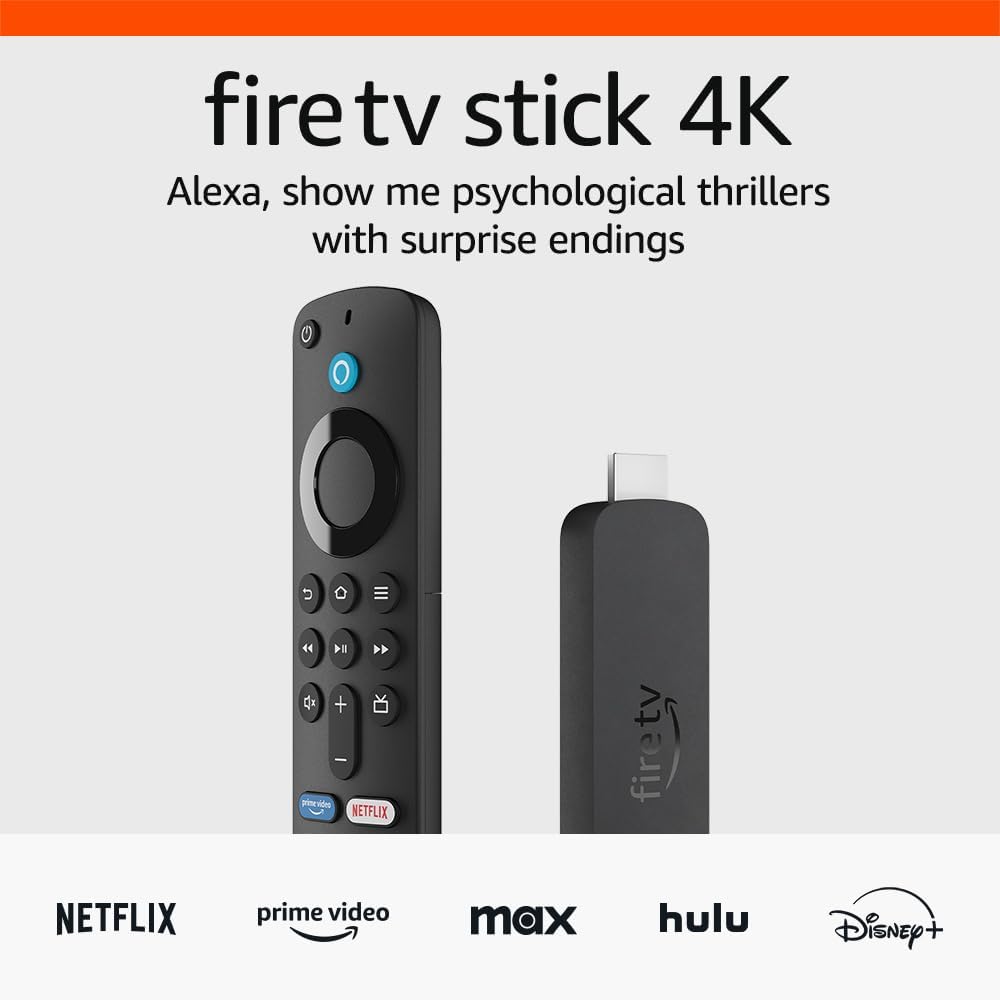 Amazon Fire TV Stick 4K (newest model) with AI-powered Fire TV Search, Wi-Fi 6, stream over 1.5 million movies and shows, free & live TV